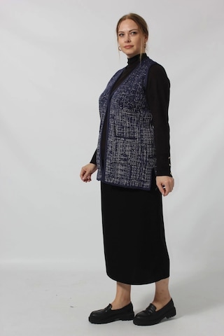 Moda Berray Y366 Mavi-beyaz Mozaik Desenli Cepli Mevsimlik Anne Yelek Mavi-beyaz