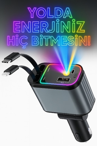 66w Led Işık Tavan Aydınlatmalı 4ın1 Çift Kablolu Hızlı Şarj 3.4a