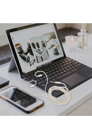Konesam Mmcx'den 3.5mm'ye Gümüş Kaplı Bakır Kulaklık Kablosu, 8 Iplik Örgü, Shure Se425/se535/se846, Ue900, W80, Es60, Am Pro30 Uyumlu, 120cm, Ses Kalitesi Artırıcı