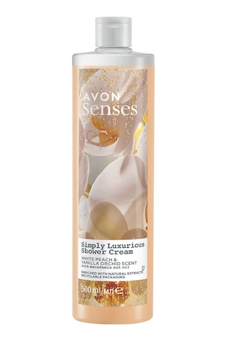 Avon Senses Simply Luxurious Beyaz Şeftali ve Vanilya Kokulu Krem Duş Jeli 500 ML