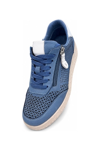 Papucumun Dünyası Kadın Hakiki Deri Nefes Alan Ortopedik Konfor Yan Fermuar Detaylı Sneaker Mavi