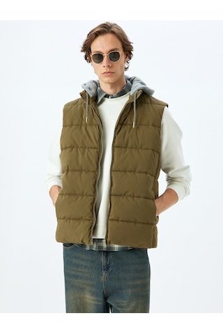 Koton Şişme Yelek Slim Fit Fermuarlı Haki 5wam20026hw Haki