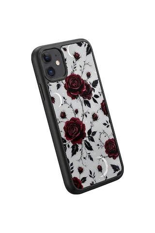 İphone 11 Uyumlu Gül Desenli Kamera Korumalı Darbelere Dayanıklı Kılıf 1205-gül-iphone11