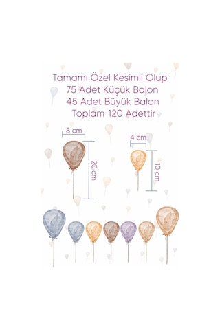 MSticker Suluboya Desenli Balonlar Çocuk Bebek Odası Dekorasyon Sticker Seti