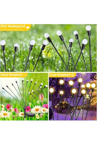 Zwoos 4'lü Paket 10 Led Güneş Ateşböceği Işıkları, Bahçe, Veranda, Avlu İçin Su Geçirmez Güneş Enerjisi D Genel
