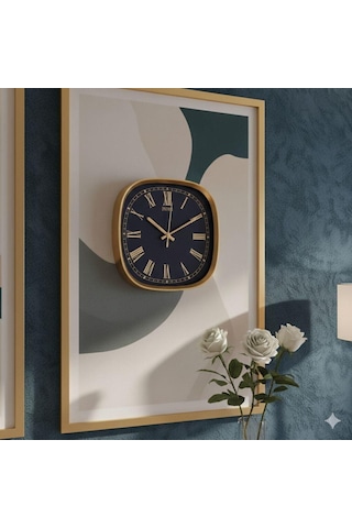 Galaxy Premium Serisi Abs Kasa Duvar Saati Oval 30 Cm Roma Rakamlı Gold-lacivert Gold - Lacivert