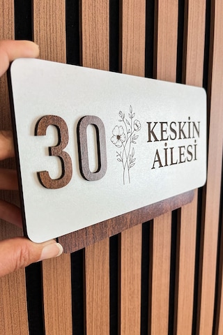 Kişiye Özel Kapı Numarası Ve İsimlik Ahşap Daire Kapı Numarası 26 Cm 15 Cm