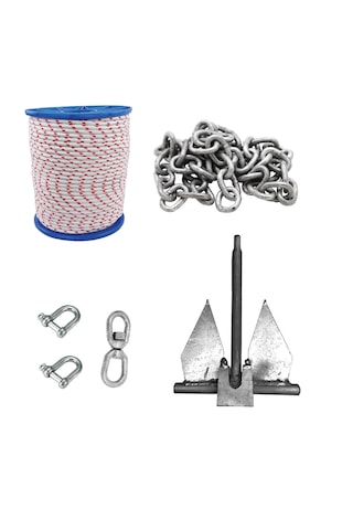 Tekne Çapa Seti. Tekne Ve Bot Çapası. Kombine Hazır Set 6kg Set