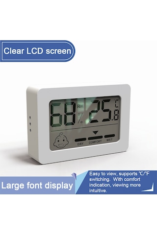 Jeehugo Siyah Mini Dijital Oda Sicaklık Nem Ölçer - Tahta/çift Taraflı Bant İle Montajlı, Dahili Cr2032 Pil