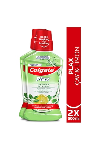 Colgate Plax Çay ve Limon Plağa Karşı Alkolsüz Ağız Bakım Suyu 2 x 500 ML Colgate Plax Çay ve Limon Plağa Karşı Alkolsüz Ağız Bakım Suyu 2 x 500 ML