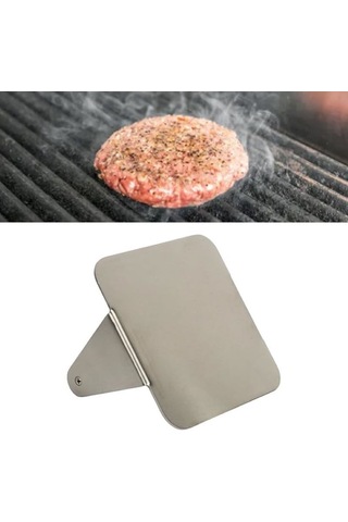 Kare Smash Burger Presi,12 Cm ,3 Mm 304 Paslanmaz Çelik Ahşap Sap