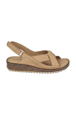 Castle Black Hakiki Deri Comfort Kadın Sandalet Cb-22354 Bej