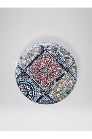 Işıltılı Karışık Desenli Çift Taraflı Yuvarlak Cep Çanta Makyaj El Aynası 7cm Çap Kod:25