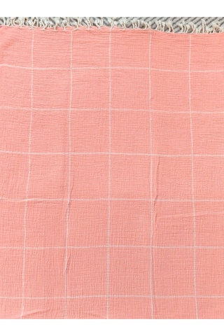 Çizgili Çift Kişilik Organik Müslin Pike 185x220cm Oeko-tex Standard 100 Sertifikalı Nar Çiçeği