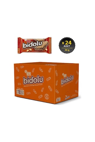 Eti Bidolu Kakao Kremalı Yer Fıstığı Parçacıklı Gofret 24 x 36 G