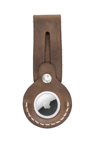 Apple Airtag Uyumlu Deri Anahtarlık Beta Aa6 Kahve