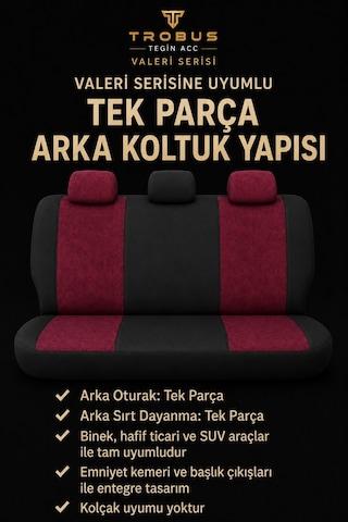 Renault R19 1992-1996 Uyumlu Valeria Serisi Siyah Bel Destekli Tay Tüyü Koltuk Kılıfı