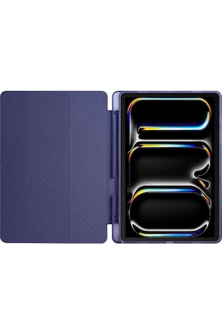 Apple Uyumlu iPad  Pro 11 Inç 2024 M4 Kılıf Kalem Şarj Bölmeli Stadlı Uyku Modlu Arkası Silikon Akıllı Case
