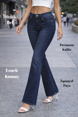 Cedy Denım Yüksek Kalite Kadın 5 Cep Düşük Bel İspanyol Paça Skinnyfit Esnek Jean Pantolon C619 Lacivert Cedy Denım Yüksek Kalite Kadın 5 Cep Düşük Bel İspanyol Paça Skinnyfit Esnek Jean Pantolon C619 Lacivert