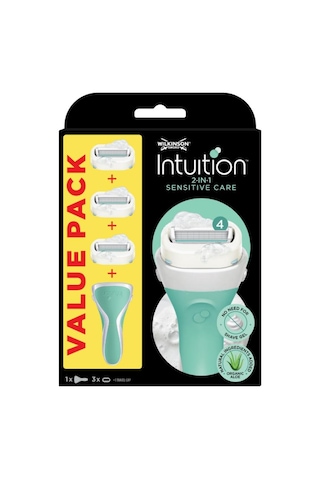 Wilkinson Sword Intuition Sabunlu 4 Bıçaklı Tıraş Bıçağı Sapı + 3 Yedek Başlık