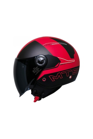 Motosiklet Yarım Kask Siyah Vizör R22.06 Sertifika Fiber Material Desing Red Motor Kaskı Kırmızı