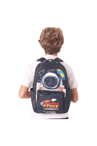 Elatae Su Geçirmez Kumaş Erkek Çocuk Çok Gözlü Ortopedik Sırt Okul Çantası L5253 Siyah