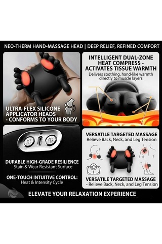 Ellerle Boyun Masajı, Biyonik Isıtmalı Shiatsu Boyun Ve Sırt Masajı, Kablosuz Taşınabilir Derin Doku Elektrikli Masaj Ve İnsan Eli Simülasyonu Boyun İçin Isı Fonksiyonu