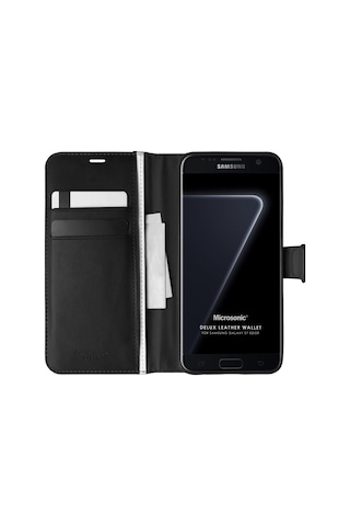 Samsung Galaxy Uyumlu S7 Edge Kılıf Standlı Kapaklı Korumalı Siyah Colr10910-siyah