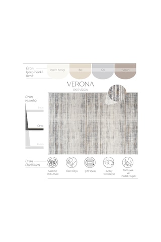 Cool Halı Verona 1905 Vizon Salon Koridor Kesme Yolluk Yumuşak Doku Kaymaz Tozmaz Dokuma Makine Halı