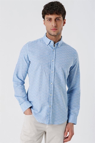 İmza Koyu Mavi Kısalabilir Kollu Desenli Jakarlıcepsiz %100 Pamuk Casual Slim Fit Gömlek 1004230181-koyu Mavi Koyu Mavi