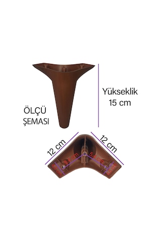 Zelve 15 Cm Ceviz Ahşap Desenli Lüx Mobilya Kanepe Sehpa Ünite Koltuk Ayağı Baza Ayak