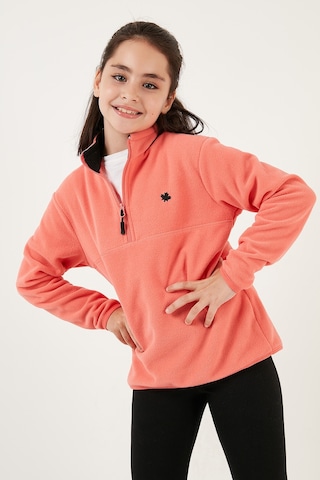Lela Yumuşak Dokulu Fermuarlı Dik Yaka Şardonlu Kışlık Unisex Çocuk Polar 5905002 Somon
