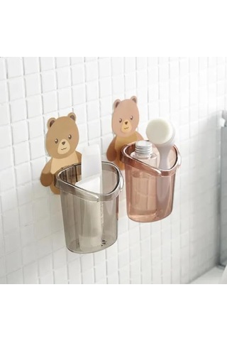 Ayı Figürlü Plastik Organizer Acı Kahverengi