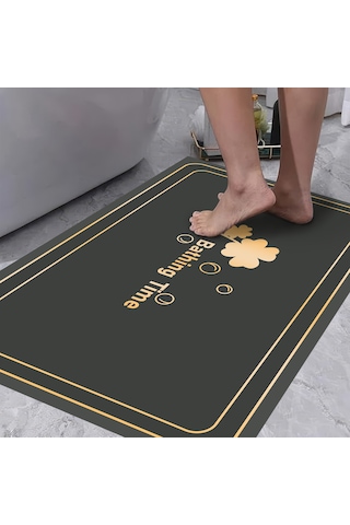 Dijital Kaymaz Yıkanabilir Banyo Mutfak Salon Paspas Halısı Trend Modern Al4011 Antrasit
