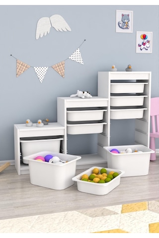 Swiss 9 Beyaz Sepetli Beyaz Gövde Çok Amaçlı Dolap Beyaz