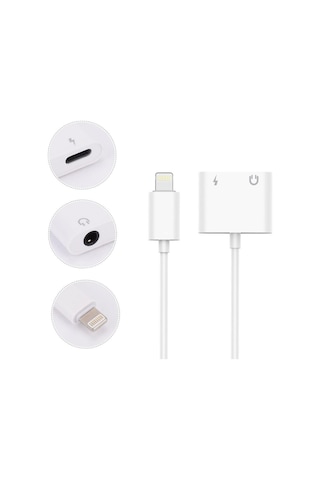 Lightning Kulaklık Şarj Çevirici Dönüştürücü Adaptör Aux Kablosu