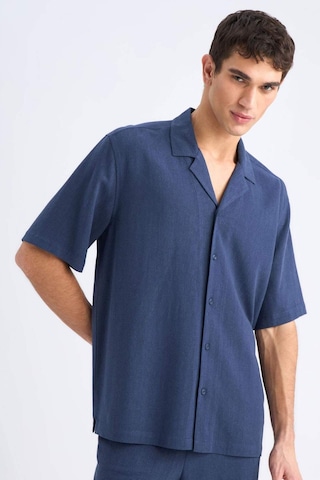 Defacto Relax Fit Polo Yaka Pamuklu Yazlık Kısa Kollu Gömlek D8875ax25smnv256 Lacivert