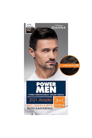 Power Men Color Saç, Sakal Ve Bıyık İçin 3'ü1 Arada Krem Boya 02 Koyu Kahverengi