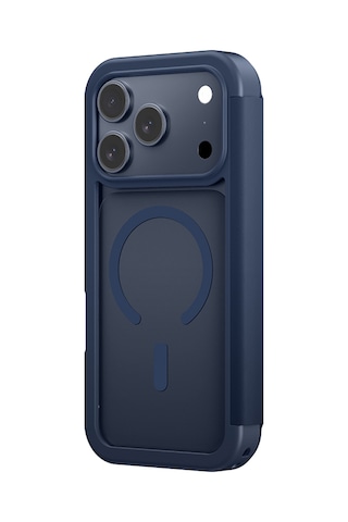 Apple Uyumlu iPhone 17 Pro Max Pu Kartlıklı Kapaklı Amazingthing Glamour Foilo Serisi Kılıf Mavi Mavi