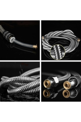 Mufunye 3m Paslanmaz Çelik Banyo Duş Hortumu, Bakır Çekirdek Ve Kapaklı, Alev Dayanıklı, Patlama Engellli, Sırtlanması Olmayan, G1/2 Standart Bağlantı Diğer