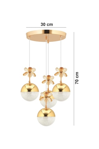 Kelebek 4'lü Gold Sarkıt 3 Renk Modu Ledli Kristal Taşlı Modern Led Avize Gold