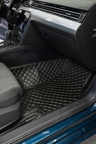 Ford Escort Siyah Üzeri Yeşil Dikiş 8d Diamond Premium Tam Kaplama Deri Oto Paspas