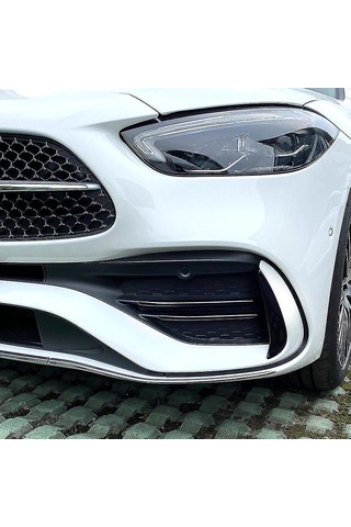 Vkemall Mercedes-benz C Serisi W206 C200-c300 2022+ Amg Ön Tampon Sis Lambası Korumalı Dekoratif Abs Trim Siyah