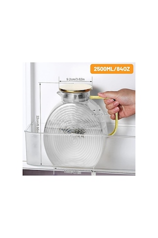 Borosilikat Cam Şeffaf Salyangoz Desenli Sürahi 2500 Ml Buzdolabı Kapağına Uygun