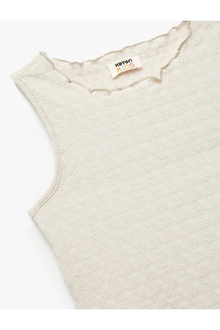Koton Dokulu Kolsuz Bisiklet Yaka Crop Atlet Bej 5skg30139ak Ekru