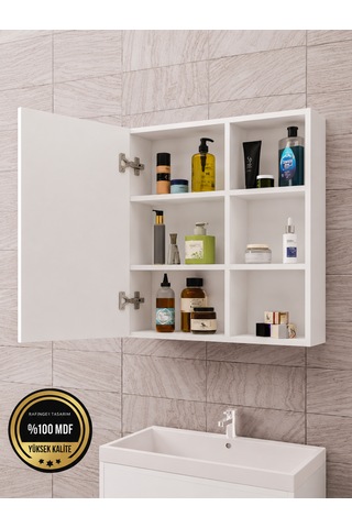 Dalin Tek Kapak Aynalı Banyo Dolabı Mdf Beyaz