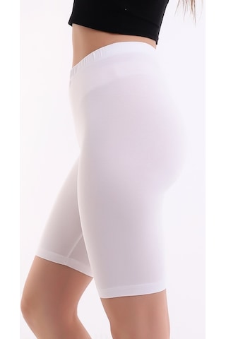 Self Clothing Kadın Beyaz Penye Kumaş Yüksek Bel Kısa Tayt Slf1295