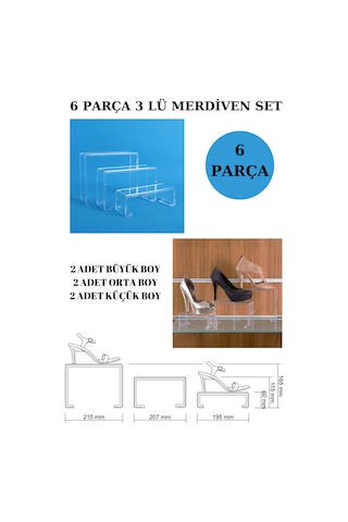 6parça Pleksi Şeffaf Kademeli Ayakkabırafı Ayakkabı Teşhir Standı