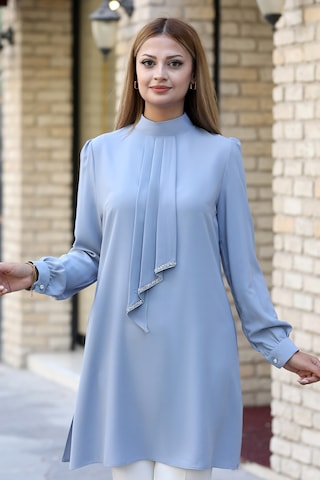 Işıltı Taş Detaylı Büyük Beden Tesettür Takım Gri