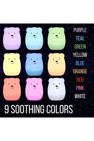 Pazly 0.5 W Büyük Gülümseyen Ayı Şekilli Silikon Gece Lambası Beyaz Beyaz